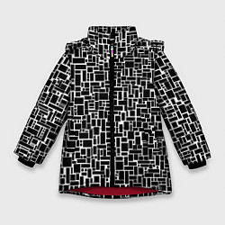 Куртка зимняя для девочки Геометрия ЧБ Black & white, цвет: 3D-красный