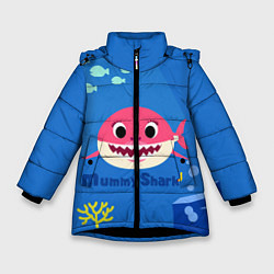 Куртка зимняя для девочки Mummy shark, цвет: 3D-черный