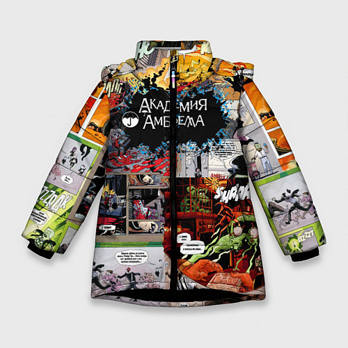 Зимняя куртка для девочки The Umbrella Academy КОМИКСЫ / 3D-Черный – фото 1