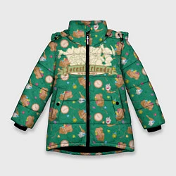 Куртка зимняя для девочки Лесные друзья Белоснежки, цвет: 3D-черный