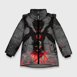 Куртка зимняя для девочки Черный клевер, цвет: 3D-светло-серый
