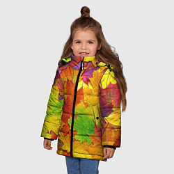 Куртка зимняя для девочки Осенние листья, цвет: 3D-черный — фото 2