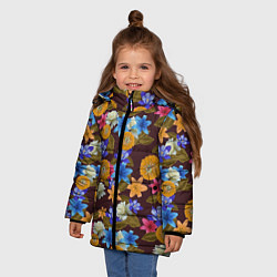 Куртка зимняя для девочки Exotic Flowers, цвет: 3D-черный — фото 2