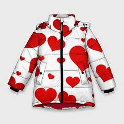 Куртка зимняя для девочки Сердечки, цвет: 3D-красный