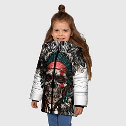 Куртка зимняя для девочки Череп индейца, цвет: 3D-черный — фото 2