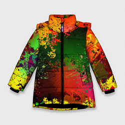 Куртка зимняя для девочки Взрыв красок, цвет: 3D-черный