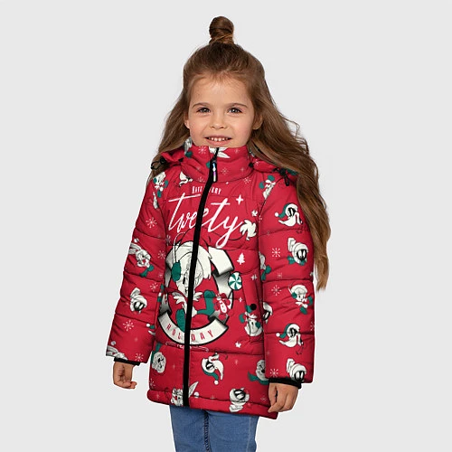 Зимняя куртка для девочки Tweety / 3D-Красный – фото 3