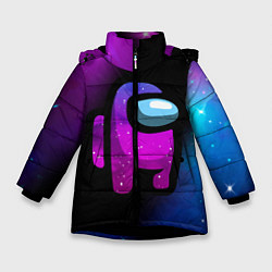 Куртка зимняя для девочки AMONG US - КОСМОС, цвет: 3D-черный