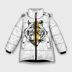 Куртка зимняя для девочки Золотой тигр, цвет: 3D-черный