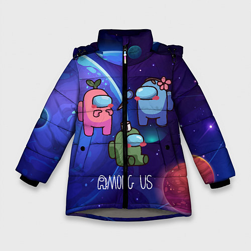 Зимняя куртка для девочки Among Us Space / 3D-Светло-серый – фото 1