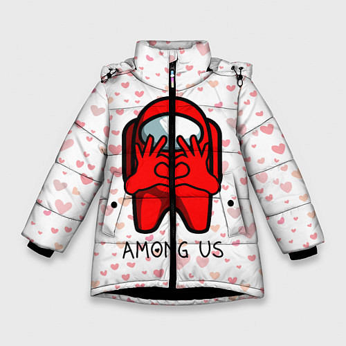 Зимняя куртка для девочки AMONG US - СЕРДЕЧКО / 3D-Черный – фото 1