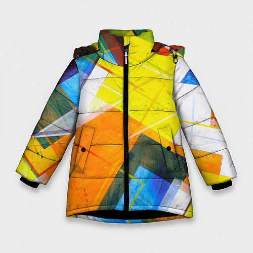 Зимняя куртка для девочки Геометрический хаос / 3D-Черный – фото 1