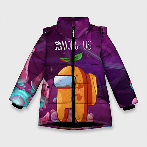Зимняя куртка для девочки Among Us Космос / 3D-Черный – фото 1