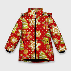 Куртка зимняя для девочки С Новым Годом!, цвет: 3D-черный