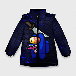 Куртка зимняя для девочки Among Us Imposter Blue, цвет: 3D-черный