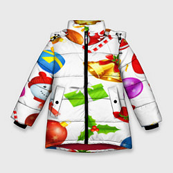 Куртка зимняя для девочки Новый год!, цвет: 3D-красный