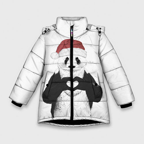 Зимняя куртка для девочки Панда Клаус / 3D-Черный – фото 1