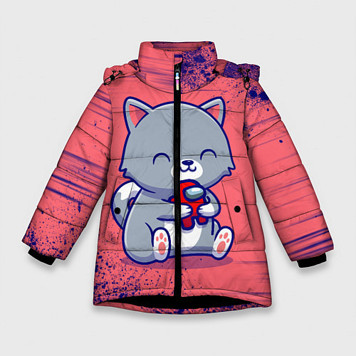 Зимняя куртка для девочки AMONG US - С КОТИКОМ / 3D-Черный – фото 1
