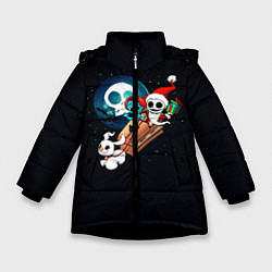 Куртка зимняя для девочки Дух Рождества, цвет: 3D-черный