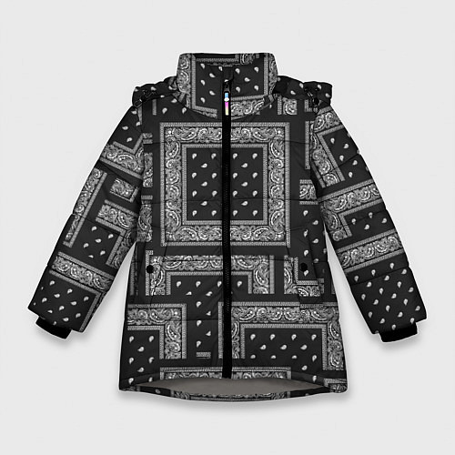Зимняя куртка для девочки 3D Бандана v black / 3D-Светло-серый – фото 1