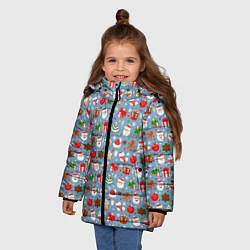 Куртка зимняя для девочки Новый Год, цвет: 3D-красный — фото 2