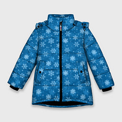 Куртка зимняя для девочки Снежинки, цвет: 3D-черный