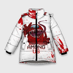 Куртка зимняя для девочки AMONG US - МОНСТР, цвет: 3D-светло-серый