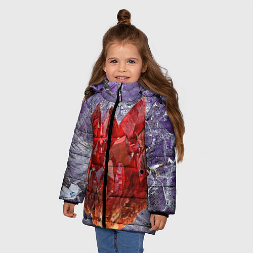 Зимняя куртка для девочки Роза инков / 3D-Красный – фото 3