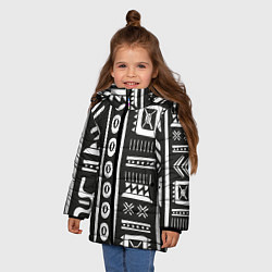Куртка зимняя для девочки Этнический узор, цвет: 3D-черный — фото 2