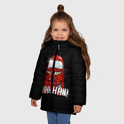Зимняя куртка для девочки AMONG US SHHHHHH! / 3D-Красный – фото 3