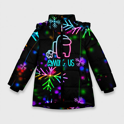Зимняя куртка для девочки Among Us New Year / 3D-Черный – фото 1