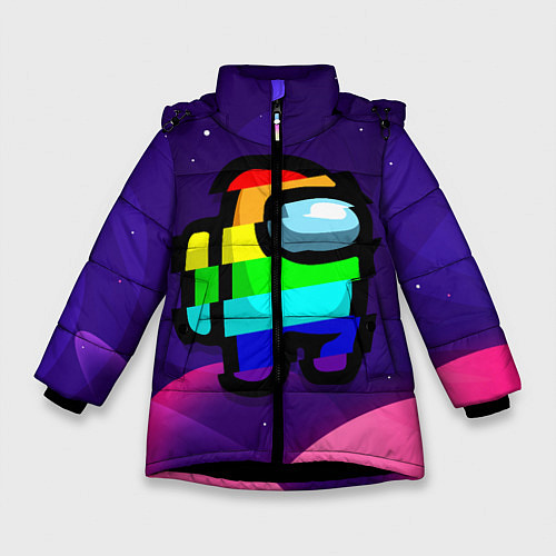 Зимняя куртка для девочки AMONG US - RAINBOW SPACE / 3D-Черный – фото 1
