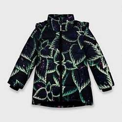 Куртка зимняя для девочки Зеленые кусты, цвет: 3D-черный