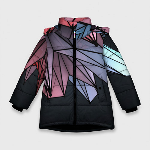 Зимняя куртка для девочки ГеометриЧеский Рисунок / 3D-Черный – фото 1