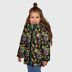 Куртка зимняя для девочки Новогодняя Ёлка, цвет: 3D-черный — фото 2