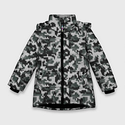Куртка зимняя для девочки Вязанный камуфляж, цвет: 3D-черный