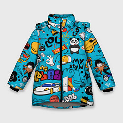 Куртка зимняя для девочки Детское граффити, цвет: 3D-светло-серый