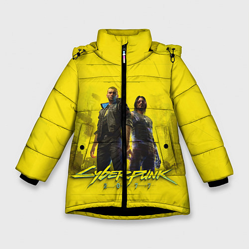 Зимняя куртка для девочки Киберпанк 2077 / 3D-Черный – фото 1