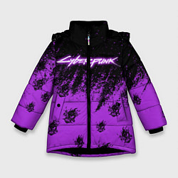 Куртка зимняя для девочки Cyberpunk neon, цвет: 3D-черный