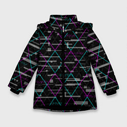 Куртка зимняя для девочки Futuristic Argyle, цвет: 3D-черный