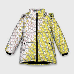 Куртка зимняя для девочки Банана-котики, цвет: 3D-черный