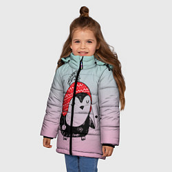 Куртка зимняя для девочки Милый пингвин в шапочке, цвет: 3D-черный — фото 2