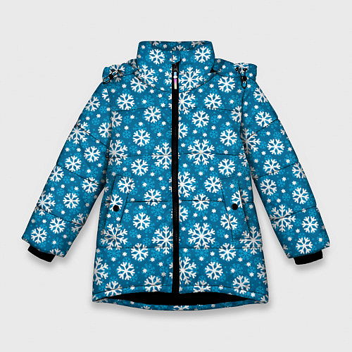 Зимняя куртка для девочки Снежинки / 3D-Черный – фото 1
