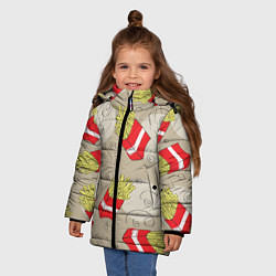 Куртка зимняя для девочки Фастфуд - Картошка фри, цвет: 3D-черный — фото 2