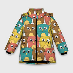 Зимняя куртка для девочки Разноцветные совы