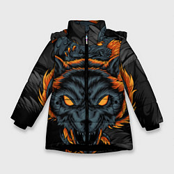 Зимняя куртка для девочки Волк и дракон