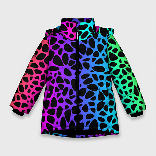 Зимняя куртка для девочки Неоновый градиент / 3D-Черный – фото 1