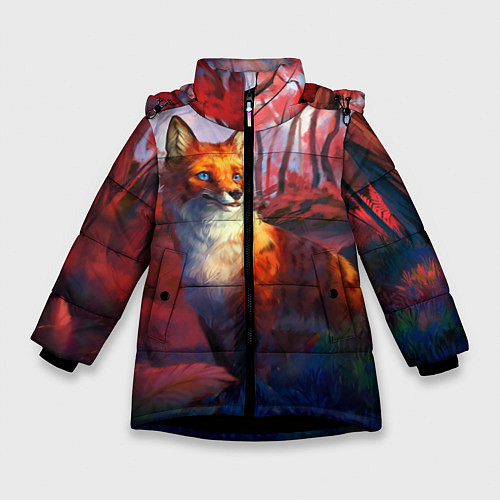 Зимняя куртка для девочки Рыжая лиса / 3D-Черный – фото 1