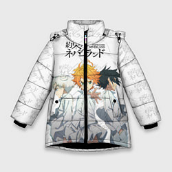 Куртка зимняя для девочки Персонажи Обещанный Неверленд, цвет: 3D-черный