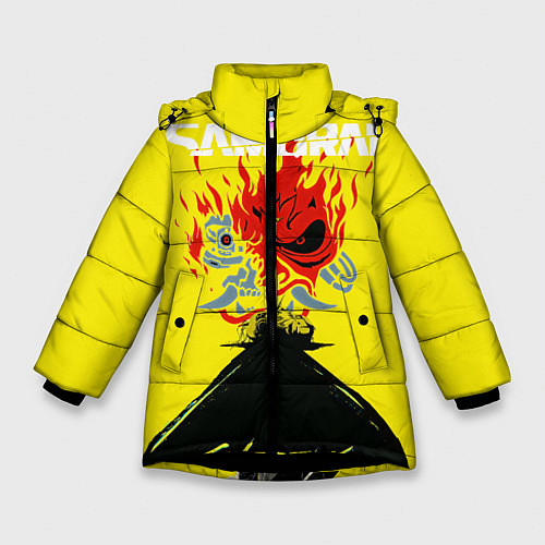 Зимняя куртка для девочки Киберпанк 2077 Киану на спине / 3D-Черный – фото 1